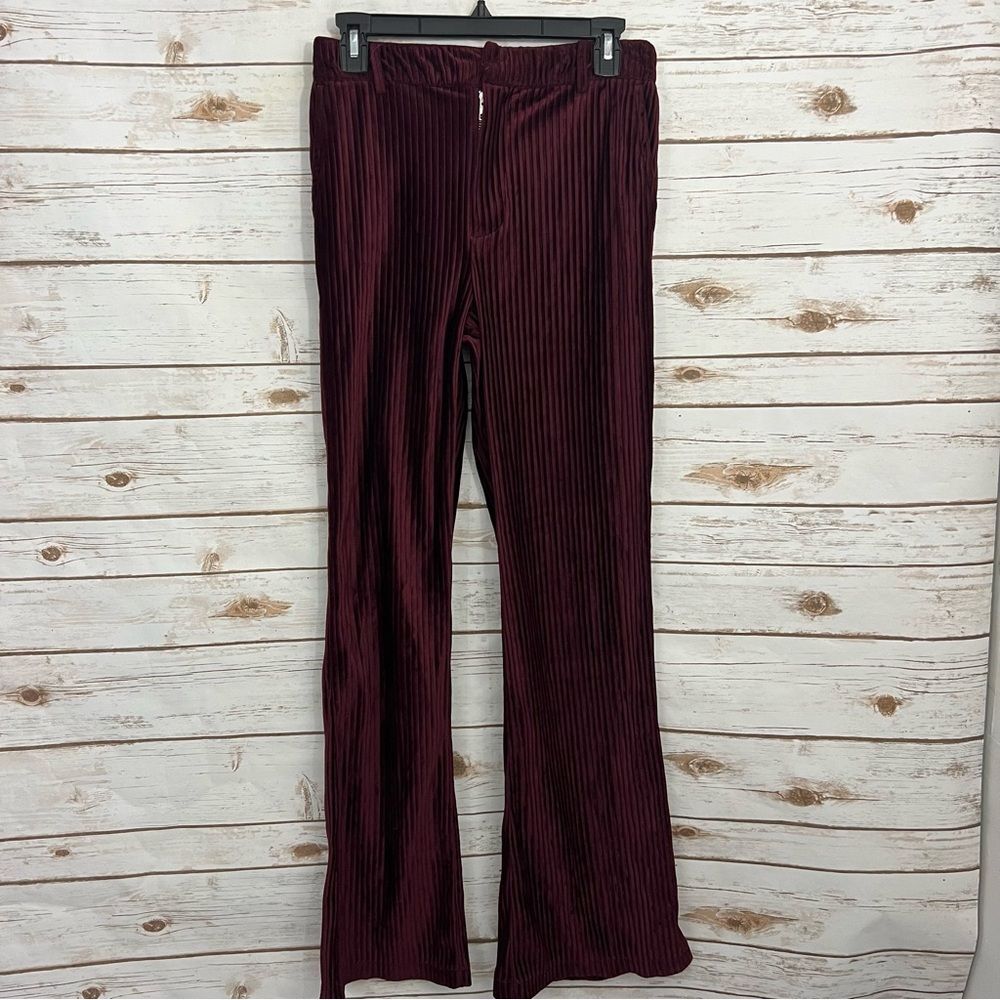 Urban Outfitters Burgundy Corduroy High Rise Flare Pants Punk Grunge